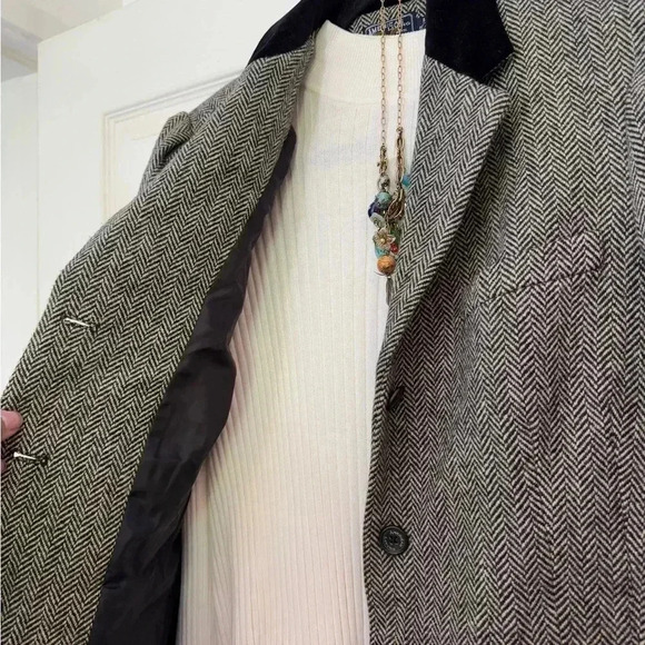 American Living Herringbone Blazer w/ Velvet Collar Size 12 - Picture 2 of 9